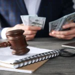 Business lawyer consulting with a client about legal contracts and business compliance