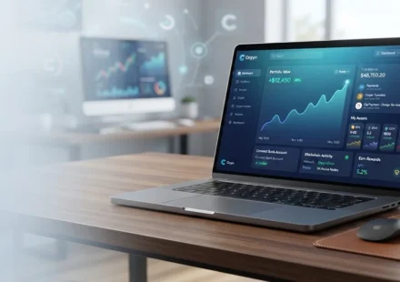 Coyyn platform dashboard with crypto, digital banking, and blockchain features